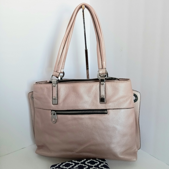 🔵 orYANY Pebble Leather Convertible Tote Bag - Metallic Pink Brand New - Picture 8 of 12